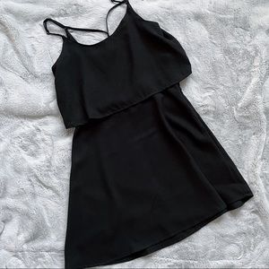 A&F｜Black Spaghetti Strap Layered Top Mini Dress Sz S